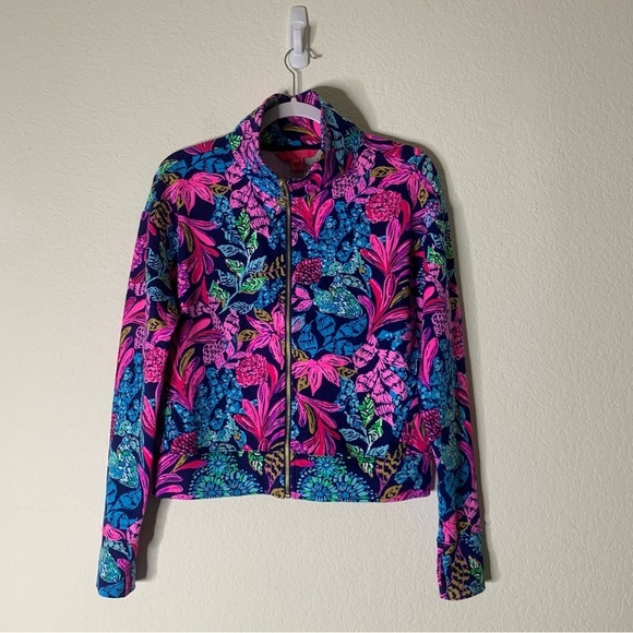 Lilly Pulitzer Womens wrenley full zip UPF 50 jacket pockets calypso coast XS - Picture 2 of 10